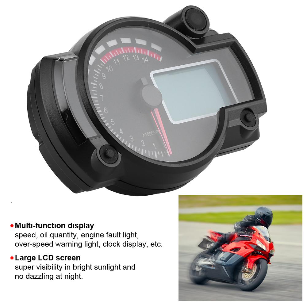 Multifunction Speedometer Tachometer Odometer 15000rpm LCD Display Universal Motorcycle Gauge