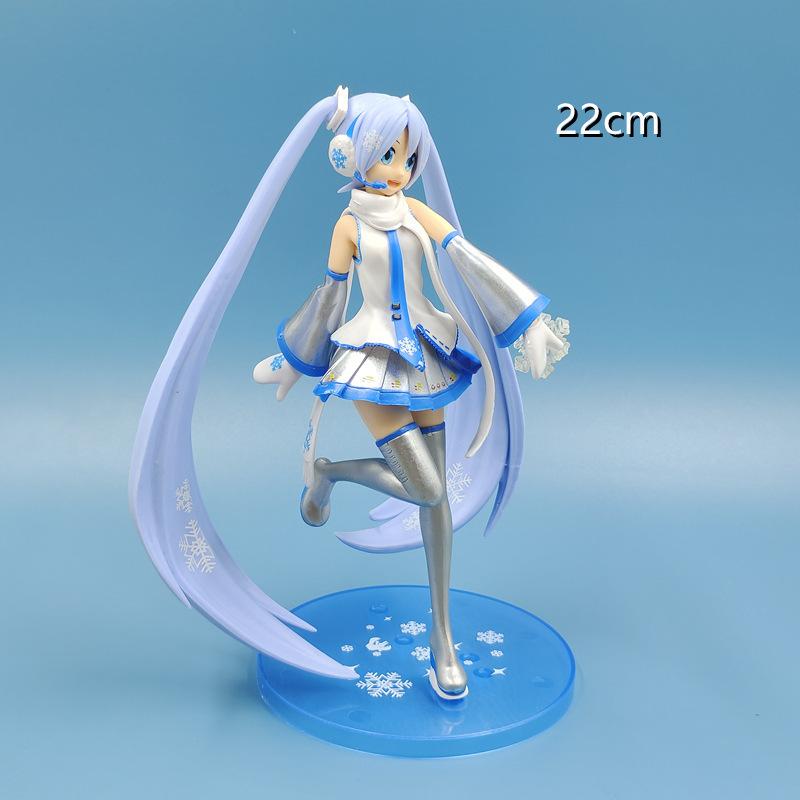 Anime Beauty Girl Figure Snow Miku 2D Cartoon Desktop Ornament Collectible Model Toy
