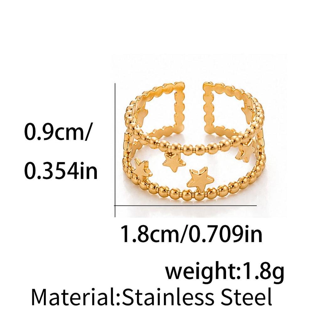Retro Irregular Star Open Adjustable Stainless Steel Ring - European & American Court Style for Women