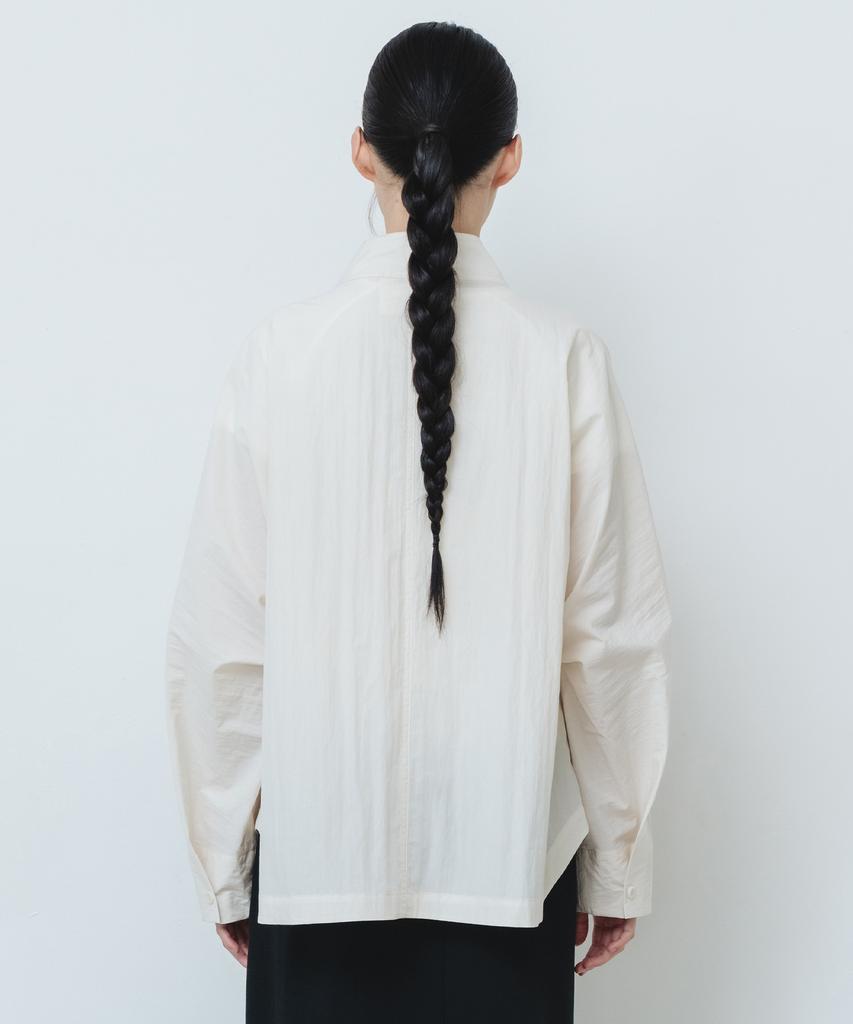 Afterglowool High-Neck Button Cotton Shirt Jacket_Ivory