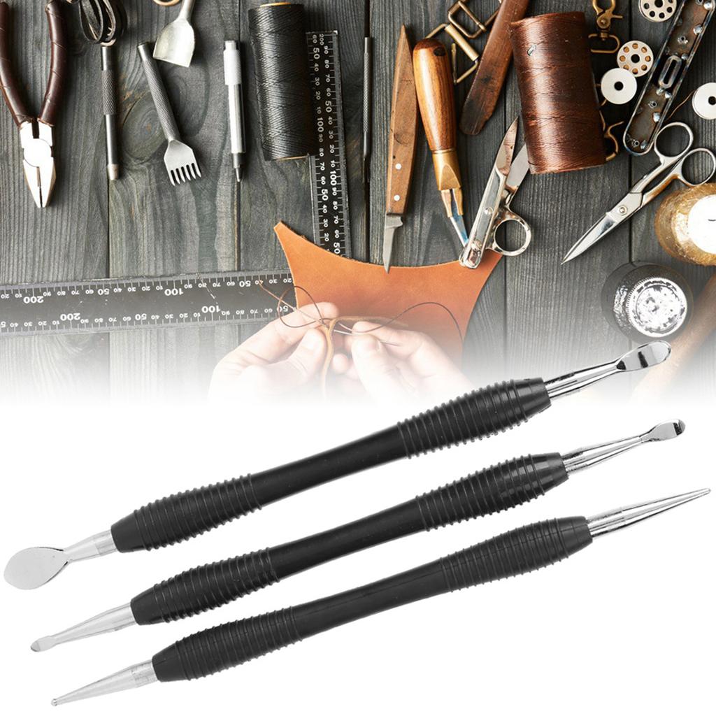 3PCs Carving Printing Tool Leather Craft Spoon Stylus Tool Set Kit Stationary Craft Collection