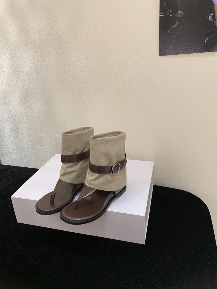 Small inner height increase toe sandals female summer 2025 new fairy wind pinch foot cool boots slope heel Roman shoes