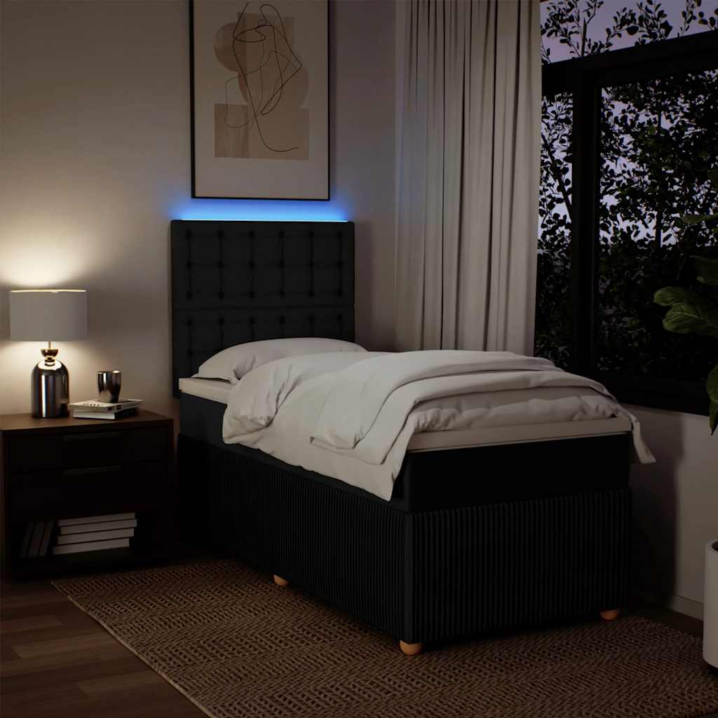 Boxspringbett mit Matratze Schwarz 80 x 200 cm Stoff