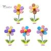 Car Aesthetic Decor 5Pcs Colorful Shaking Flower Decor, Resin Rainbow Sunflower Dashboard Ornament Cute for Teens with Non Slip Pad, Wobble