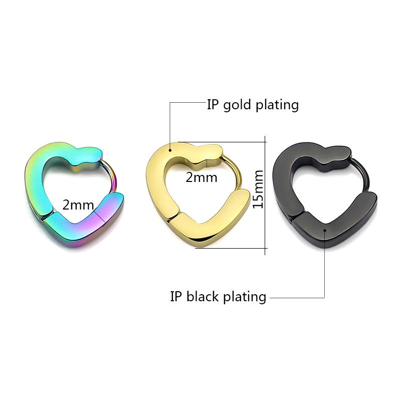 Surgical 316L Stainless Steel Heart Square Rectangular Geometric Stud Earrings For Women Men Boys and Girls Body Piercing Huggie
