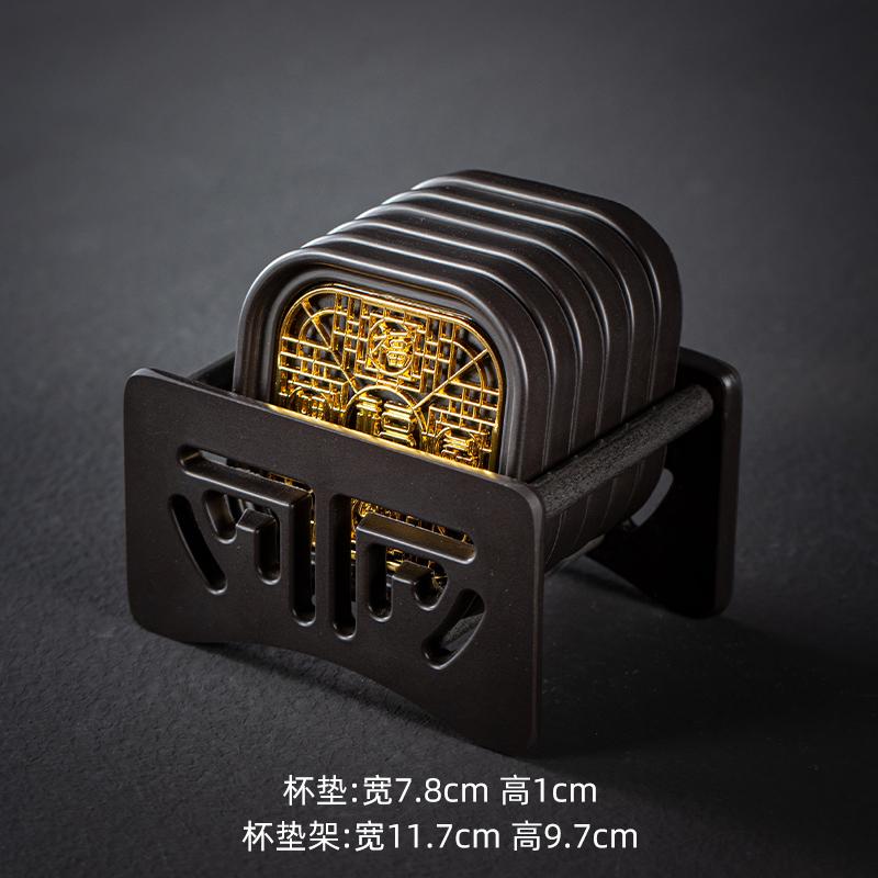 

Electric Wood Tea Cup Mat Circular Japanese Retro Zen Tea Ceremony Kung Fu Teacup Holder Desktop Insulation Mat Tea Holder