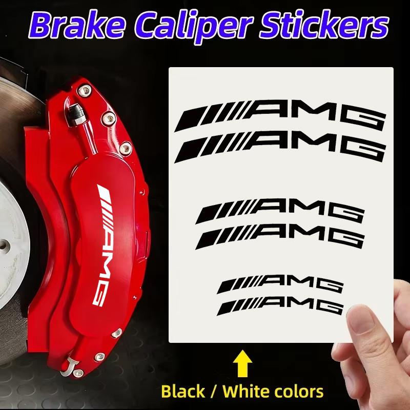 CRN1 6pcs Car Caliper Sticker Wheel Hub Decals Decoration For Mercedes Benz AMG W203 W206 W220 W205 W211 W212 W201 W210 W108 W168