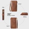Women's RFID-Blocking Tri-Fold Retro Clutch Wallet