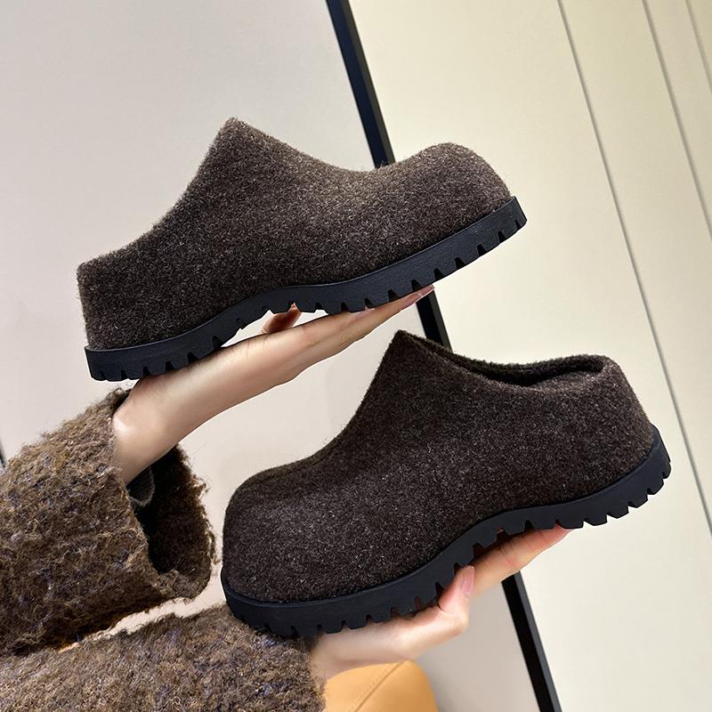 

Женские тапочки Осенние тапочки с круглым носком из фланели с закрытым носком Женские тапочки Ретро тапочки на платформе Женские 39 темно-коричневого