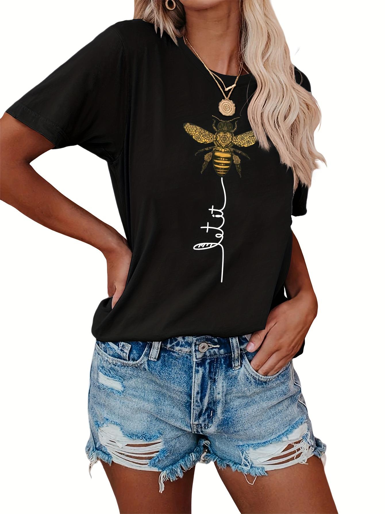 

Bee Kind Belief Print Crew Neck Tshirt Casual Loose Short Sleeve Summer TShirts Tops Unisexs Clothing S