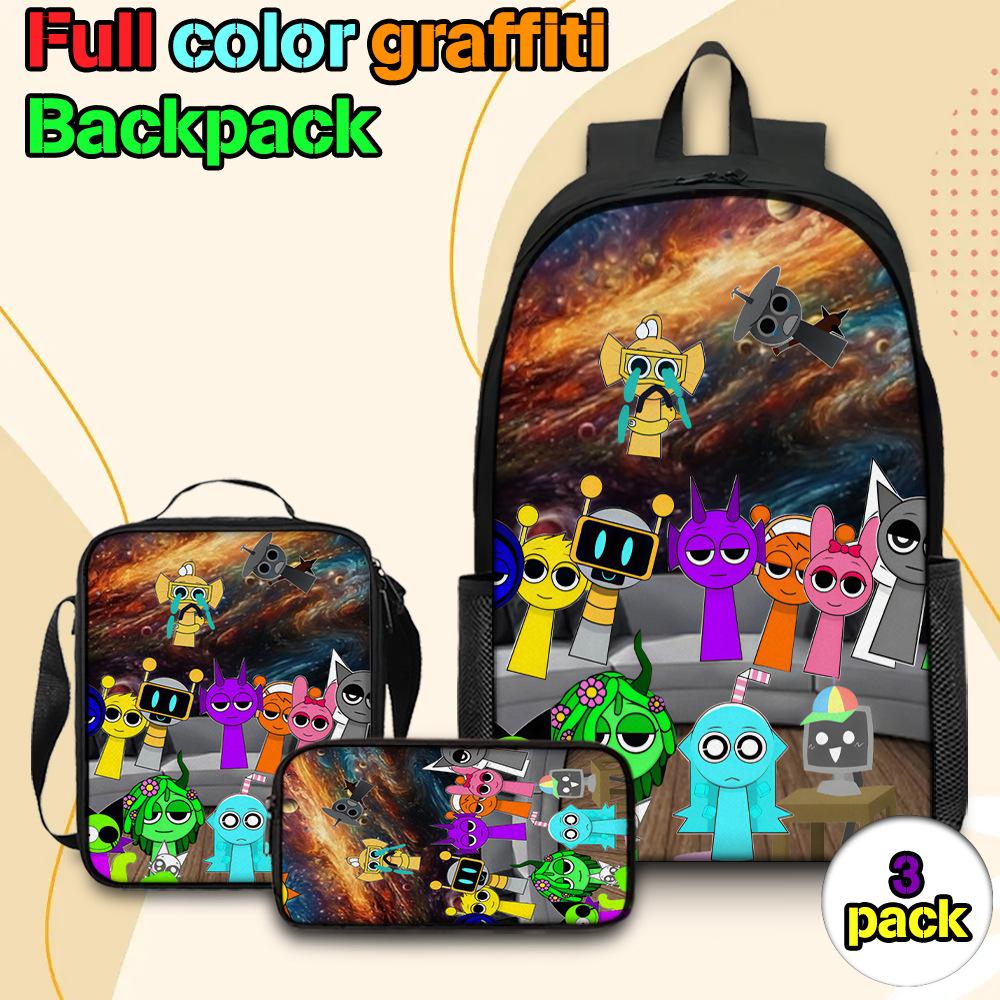 Sprunki Rhythm Box Backpack Primary School Third and Fourth Grades Lightweight Student School Bag L