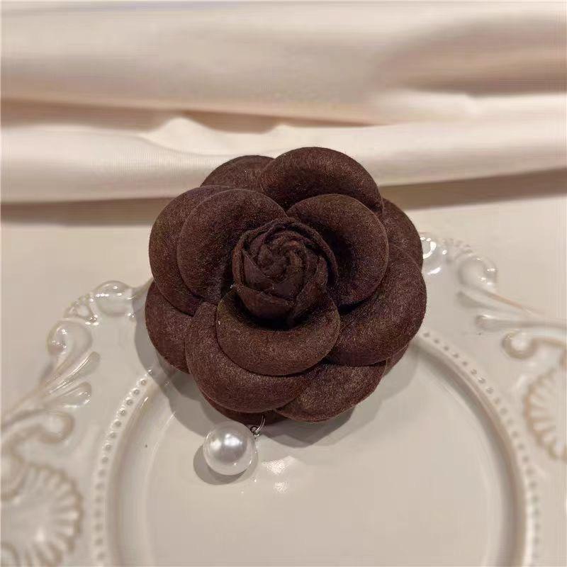 Elegant Camellia Bow Brooch: Retro Pearl Flower Corsage Pin