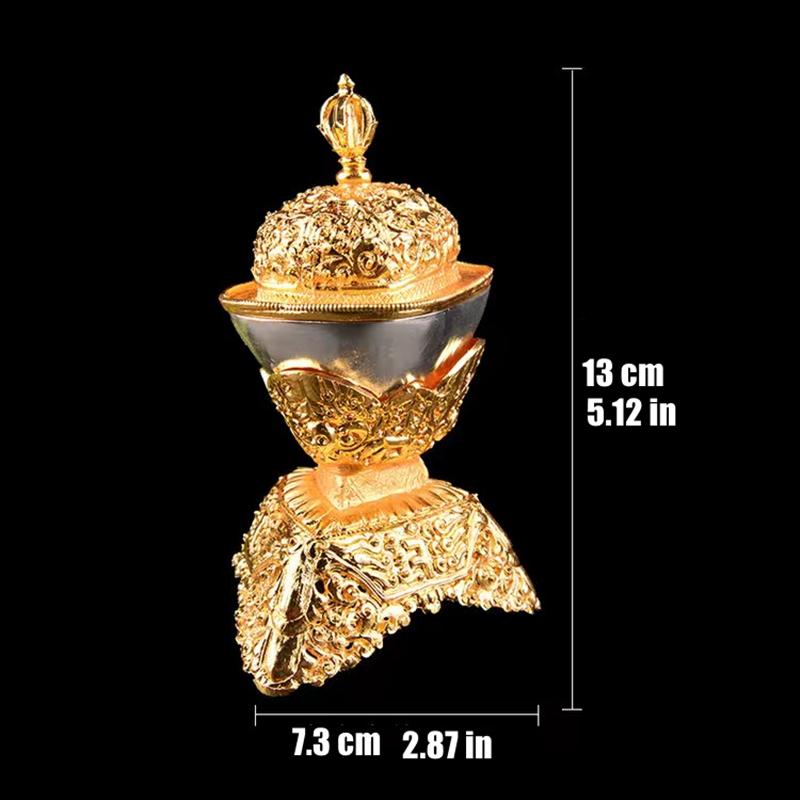 Tibetan Tribute Buddhist Bowl, Golden Tibetan Furnishing, Toba Tantric Alloy Handicraft, Buddhism Collection, Home Gift