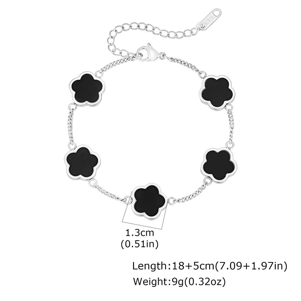 Klassiek Roestvrij Staal Armband voor Mannen, Vijf Blad Bloemen Goud Zilver Kleur Armband, Mode Waterdicht Hoge Kwaliteit Sieraden