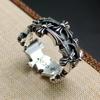 Crowe Double Cross Flower Ring Vintage Men's and Women's Foreven Couple Ring Versatile Ring