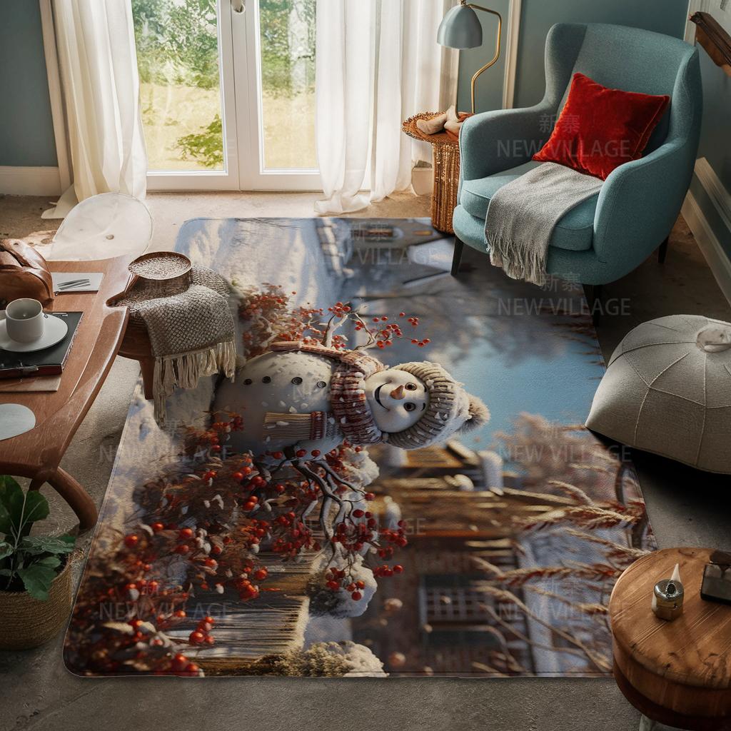 House Entrance Carpet Home Door Mat Living Room Bath Foot Bathroom Non-slip Water Absorption Rugs Bath Merry Christmas Winter