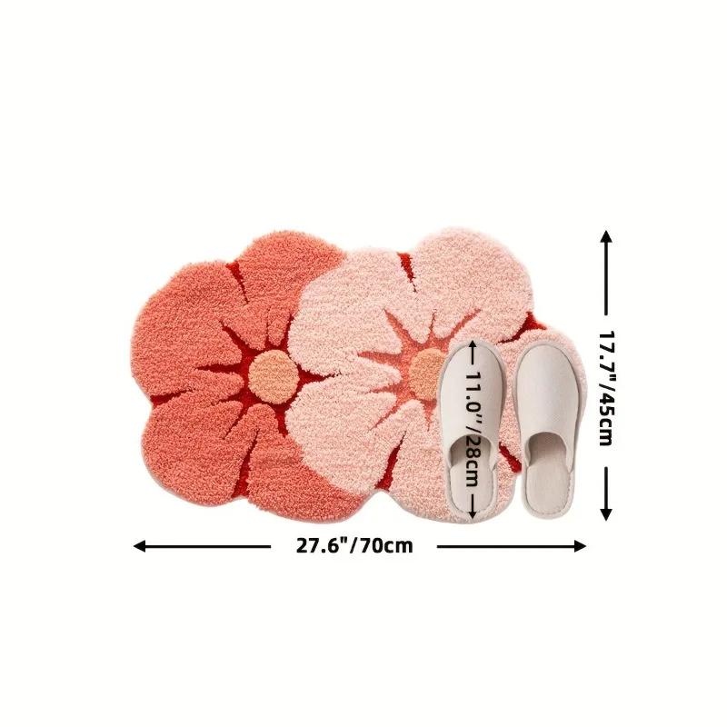 Bathroom Floor Mat Two Color Flower Pattern Premium Soft and Comfortable Bathtub Rug Suitable for Bathroom Bathtub Laundry Room
