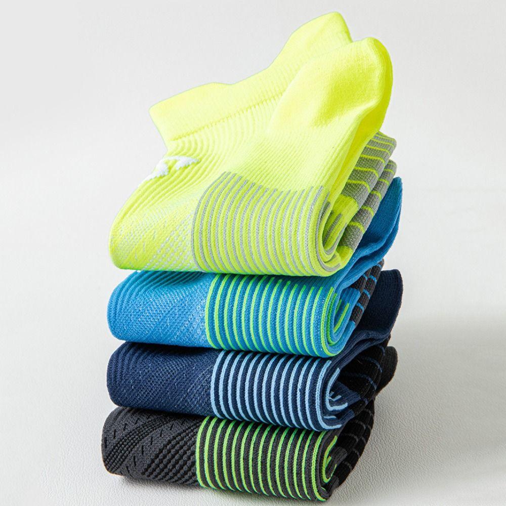 3Pairs Patchwork Men's Sports Socks Stripe Short Tube Socks Casual Running Socks  Outdoor Sports