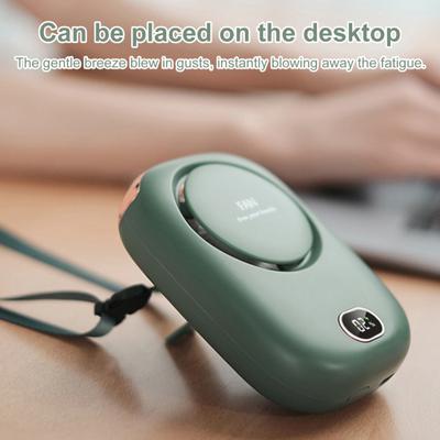 Tragbarer Umhängeventilator Digitalanzeige Starker Luftstrom Geräuscharm USB Wiederaufladbar Flügelradloser Mini-Kühlventilator