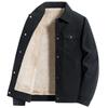 Striped Winter Fleece Man Jacket Vitage Thicken Turn Down Collar Male Coat Single-breasted Long Sleeve Men Outerwear