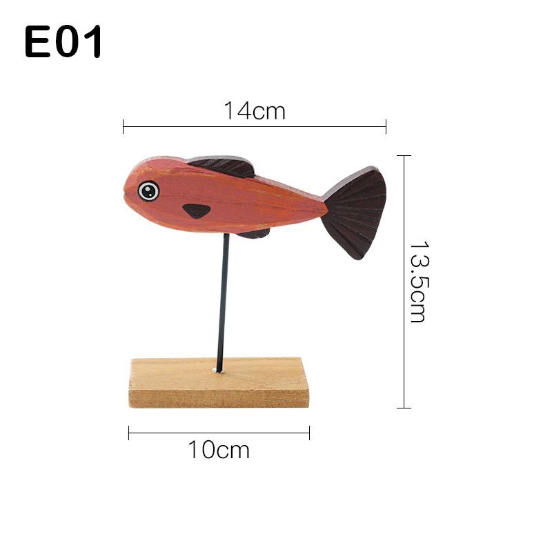 Estátua de peixe de madeira colorida estilo nórdico mediterrâneo escultura de peixe ornamentos chique sala de estar armário de TV decoração de casa artesanato