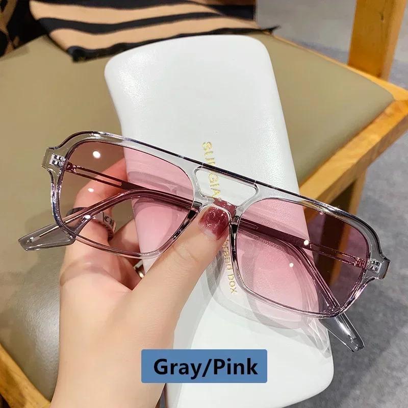Fashion Vintage Square Sunglasses Woman Brand Retro Small Frame Sun Glasses Female Double Bridges Design  Feminino