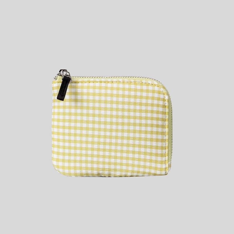 

Свежий и художественный клетчатый кошелек для монет с цветными блоками, модный картхолдер и повседневная сумка для хранения жёлтый