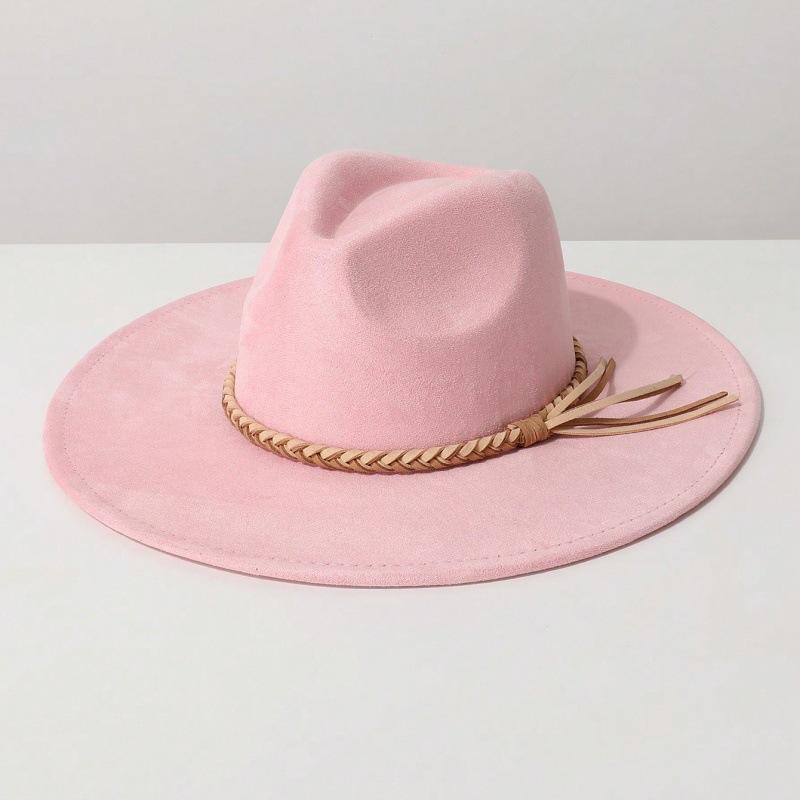 

Suede felt hat for men and women, couple s large-brimmed hat, flat-brimmed gentleman s hat M（56-58cm）