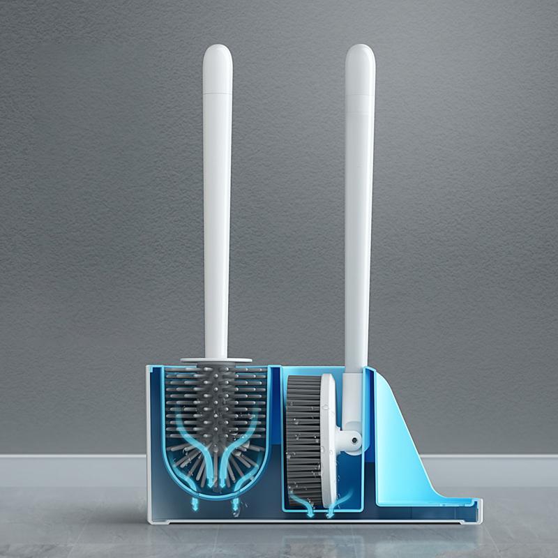 Toilet Bowl Brush 3-In-1 Toilet Cleaning Brush Cleaner Silicone Toilet Brush Set Quick-Drying Toilet Brushes & Holders For