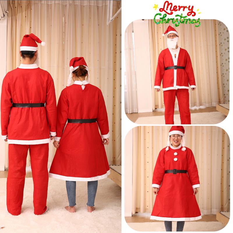 Men Santa Claus Cosplay Costume Christmas Party Outfit Role Playing Dress Women