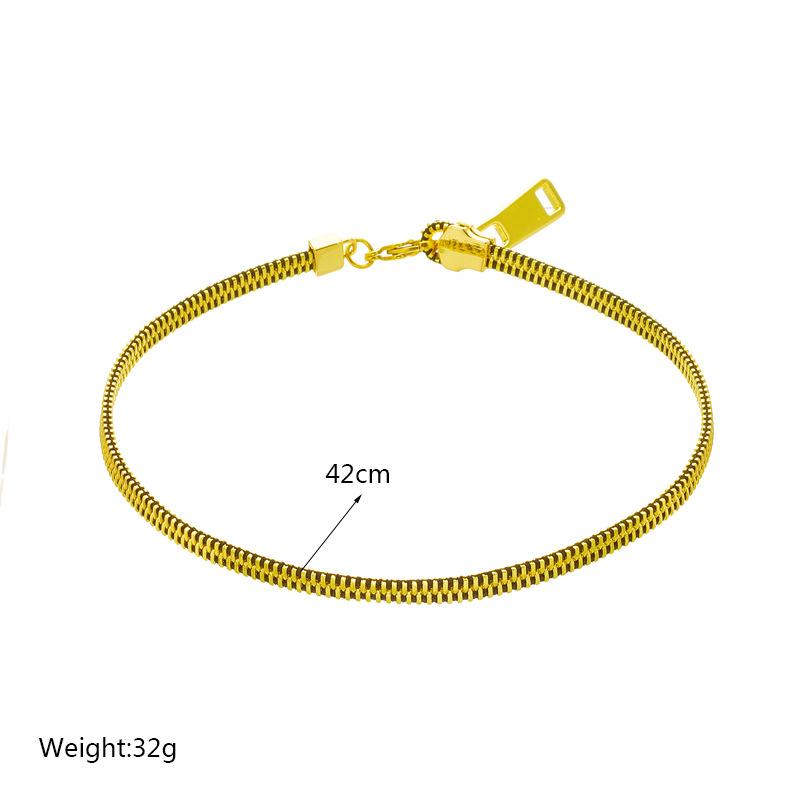Street Snap Reißverschluss Kette Titanstahl Schlüsselbein Halskette Punk Accessoires Einzigartiges Design