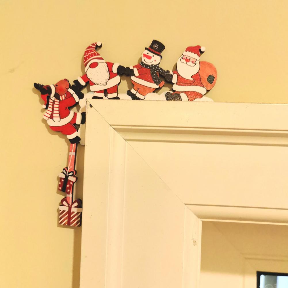 Weihnachts-Türschmuck Eckdeko aus Holz Schneemann Rentier Weihnachtsmann Schild für Zuhause Party Türrahmen Dekoration