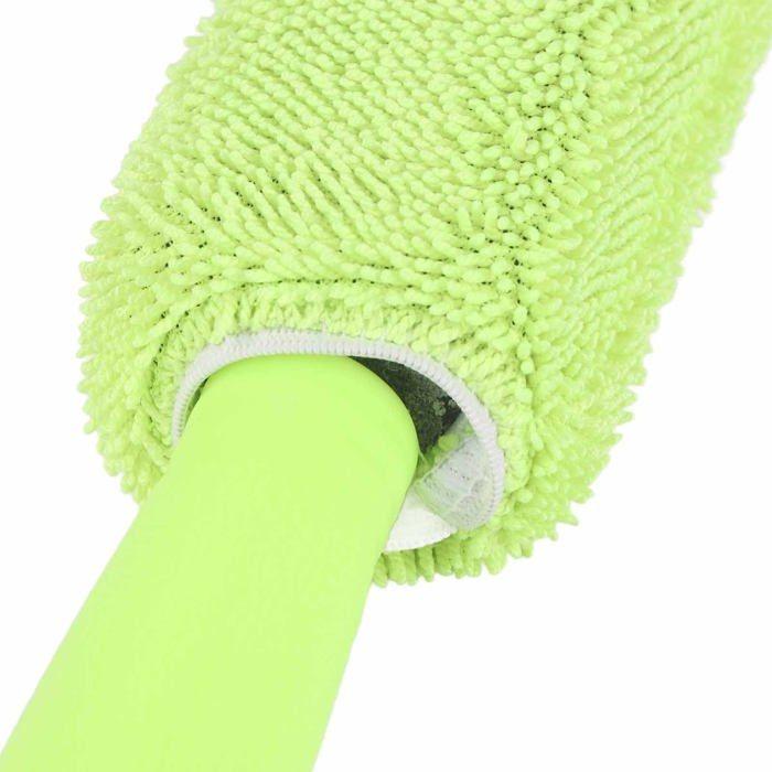 Brosse de Jante de Roue, Brosse de Nettoyage de Roue de Voiture en Microfibre à Long Manche Doux Outil (vert)
