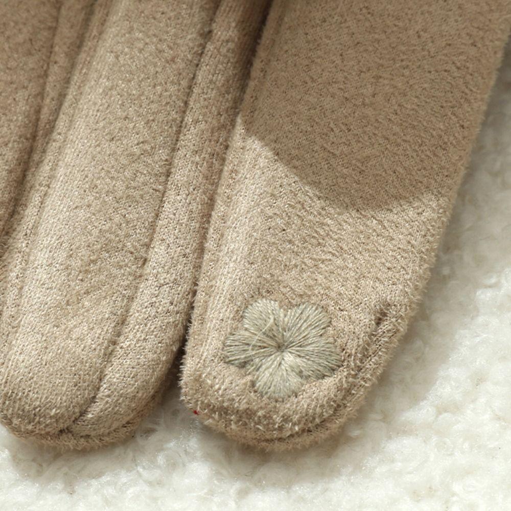 Thicken Suede Leather Gloves Chamois Leather Winter Driving Gloves  Gloves  Women