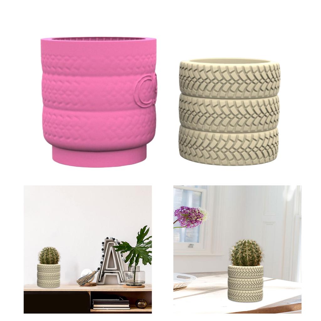 Elegant Tyre Sturdy Silicone Mould Portable for Resin and Clay Creative Flower Pots Pen Holder Cast Craft Supplies