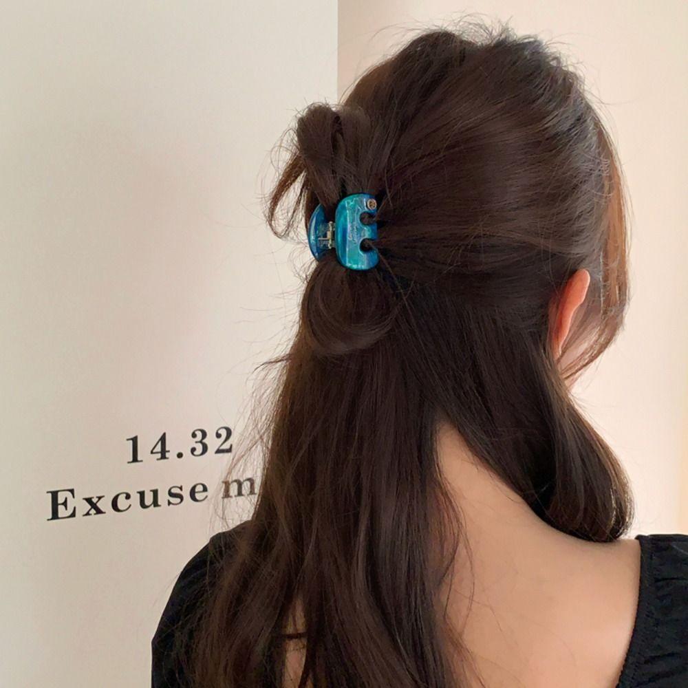 Candy Color Acetate Hair Claw Grab Clip Cute Hairpin Personalized Letter Hair Clip Female