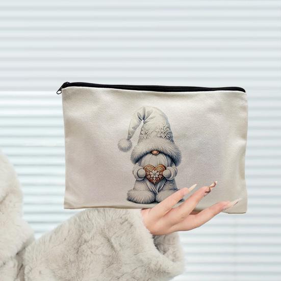 Christmas Theme Makeup Bag, with Black Zipper, Wear-Resistant Toiletry Bag, Durable Canvas Storage Pouch, for Makeup Stationery And Small Items