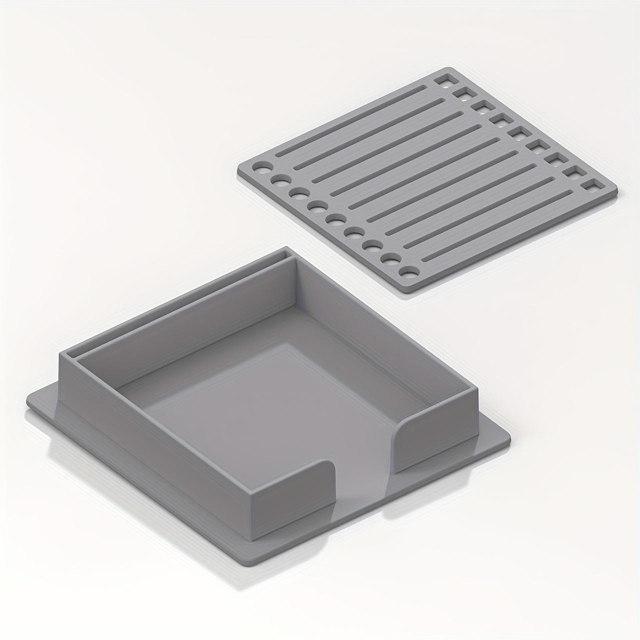[Sticky Notes Holder] Sticky Notes Holder with Stencil, 1pc Post It Notes Dispenser for Office, Study серый
