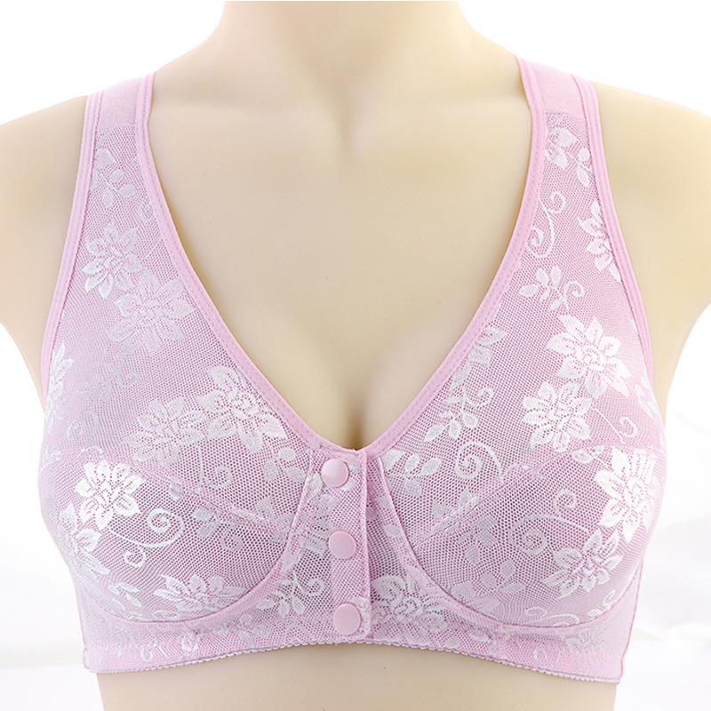 

Элегантный комплект с бюстгальтером размера плюс, женский комплект из двух частей с цветочным принтом, на пуговицах спереди, без косточек, на каждый день 44/100 светло-розовый