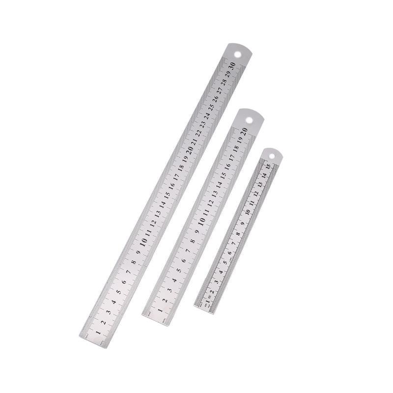Stainle Steel Metal Straight Ruler Precision Double Sided Precision Measur Tool Scale Metric Ruler 15-50cm The Scale Table Clear