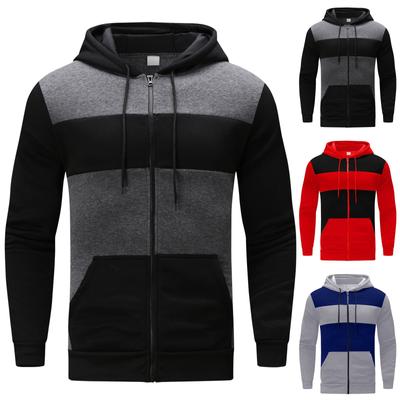 Men's Colorblock Zipper Sweatshirt Hoodie Men's Sports Large Size Casual Hoodie Sweatshirt