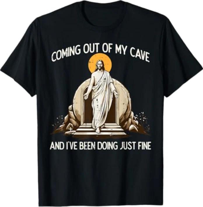 Easter Coming Out My Cave Jesus Resurrection T-Shirt 2XL