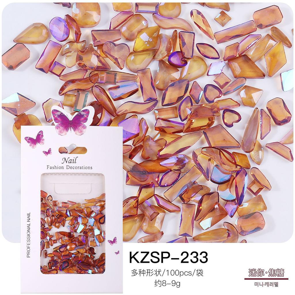 Bagged Flat Bottom Special-Shaped Diamond Nail Art Jewelry Aurora Color Abs Resin Diamond Nail Art Diamond Jewelry