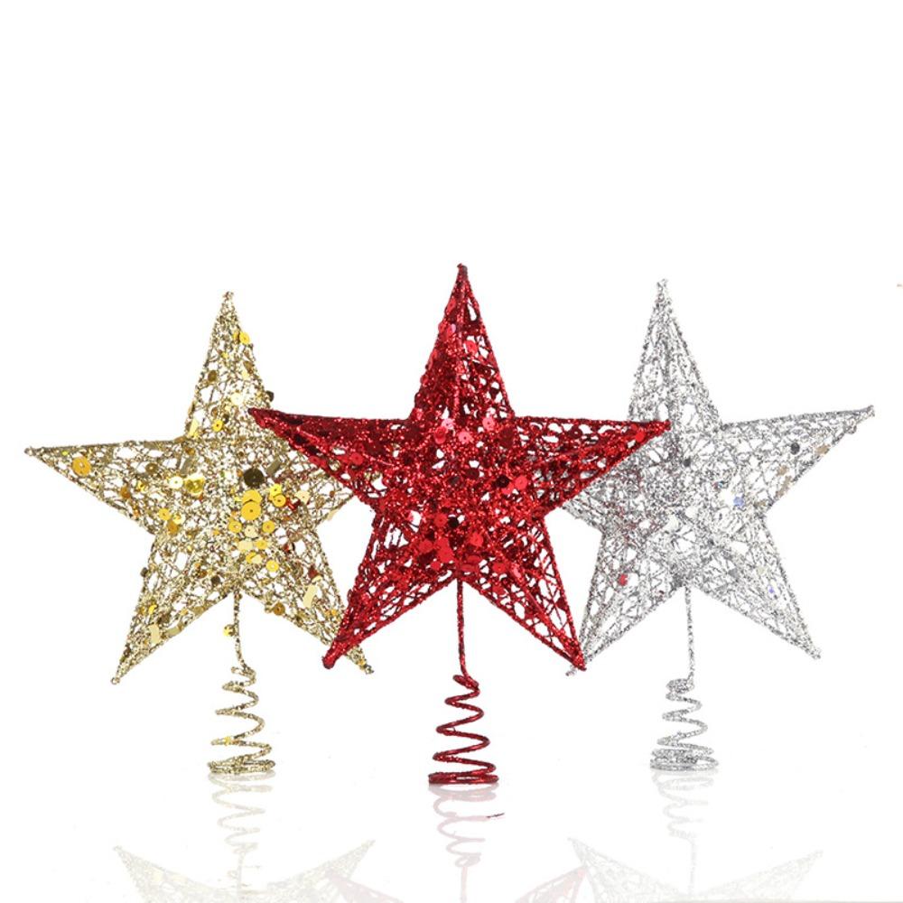 Five Pointed Star Iron Decoration, Tree Top Star Glitter, Vertical Five Pointed Star, Christmas Decoration Supplies