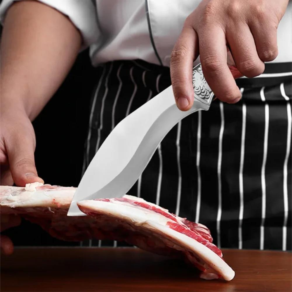 Cuchillo de Deshuesar Carnicero Acero Inoxidable Carne Pescado Frutas Verduras Cortar en Pedazos Rebanar Cuchillo de Chef de Cocina Cuchillo Carnicero con Funda