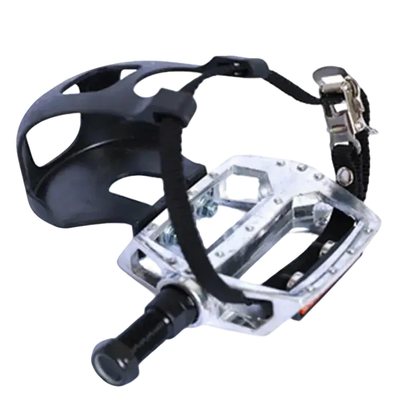 

Велосипедные педали Toe Clip Cage Spin Pedals с туклипсой и ремнями для езды на велосипеде на открытом воздухе и на велотренажере в помещении B