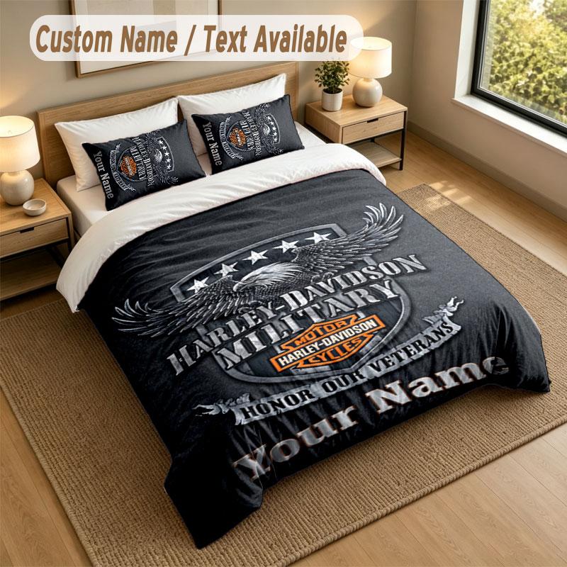 Set Biancheria da Letto 1 Copripiumino 2 Federe Stampa Harley-Davidson Morbido Tessuto per Letto Decorazione Camera da Letto