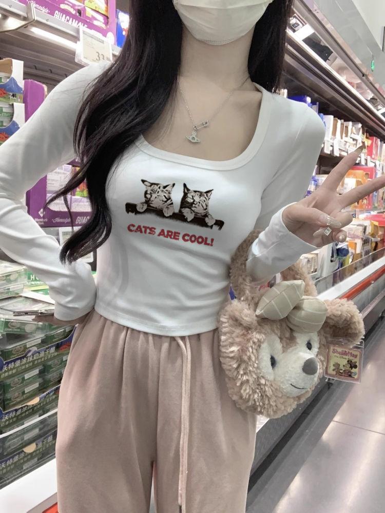 Girls Y2K Tees Workout Street Wear Fashion Women Sexy T-shirts Long Sleeve