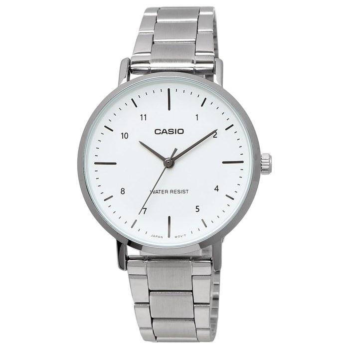 Casio LTP-VT03D-7B Women's Quartz Analog Watch, White Metal Band