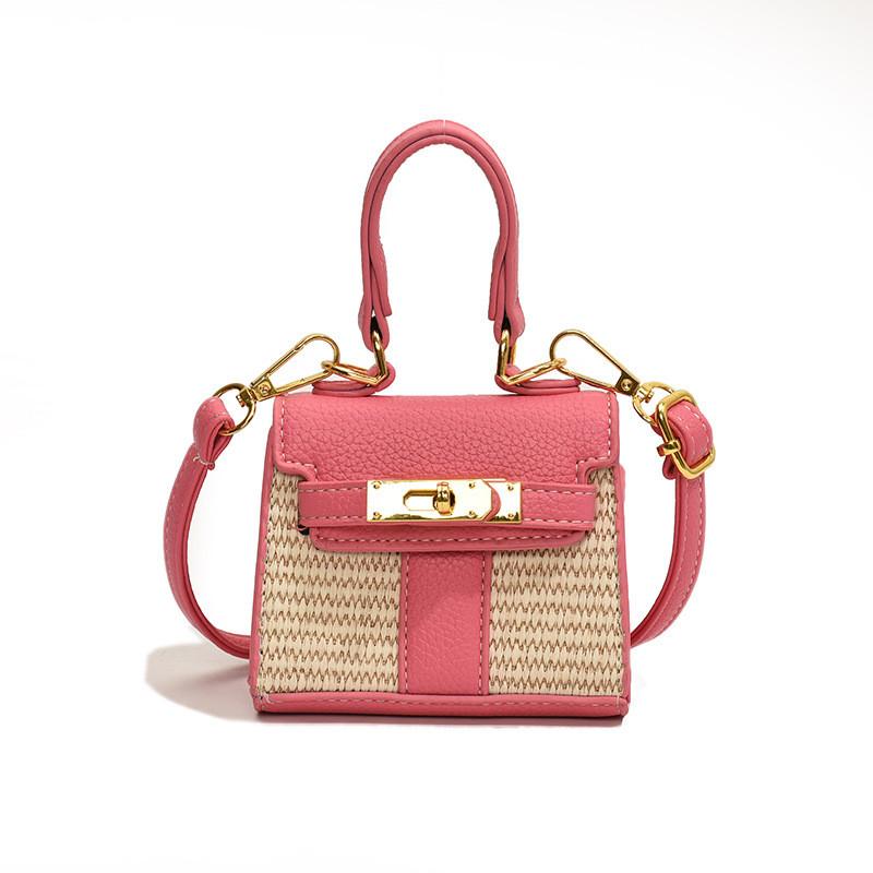 

Trendy Miniature Kids Messenger Bag Adorable Color Block Handbag For Children маджента